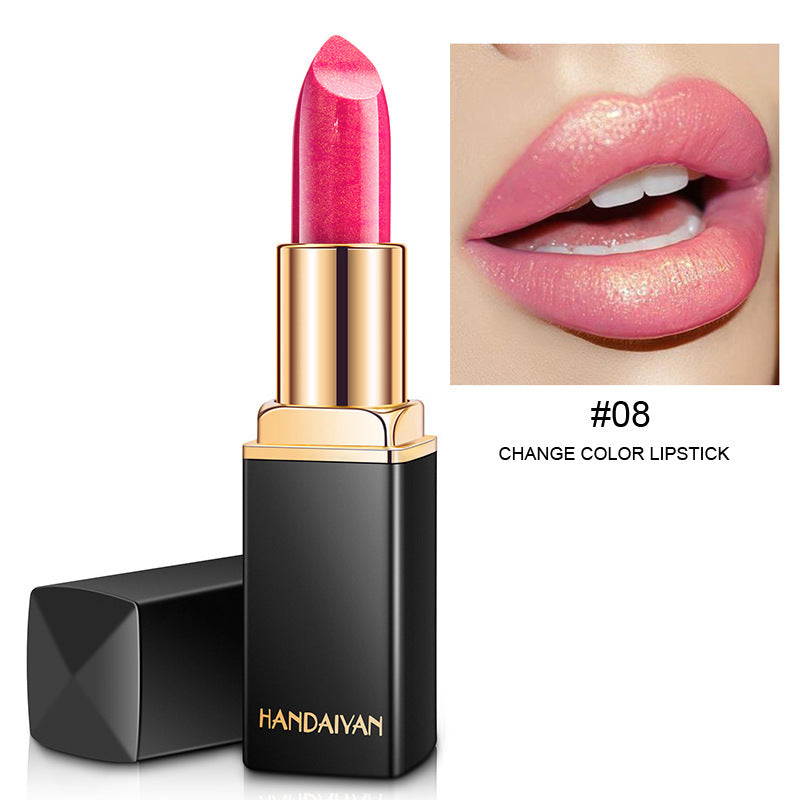 Shiny Metallic Lipstick Pearlescent Color Temperature Change Lipstick Gilt Lipstick