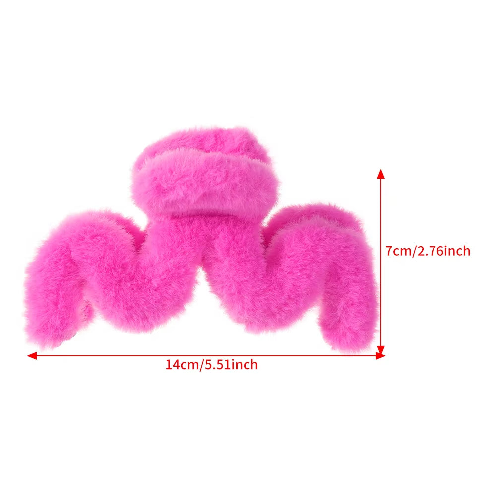 14Cm Large Hair Claw Fashion Plush Big Crab Hair Clip for Women Back Clip for Thick Hair Cute Plush Ponytail Hair Accessories