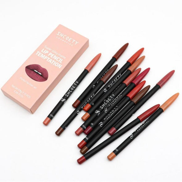 Waterproof Long Lasting Lip Liner Pencil, 12pcs Matte Lip Liner Set, Natural Lip Color Tinted Lip Liner Pen, Girls And Women Makeup Accessories For All Occasions